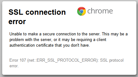 Text of Chrome error message
