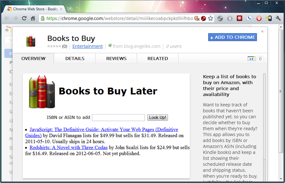 My app in the Chrome Web Store